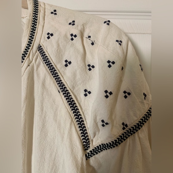 Free People Embroidered Swingy Jacket Ivory Pink Sz M Boho Cottagecore Festival - Picture 10 of 11